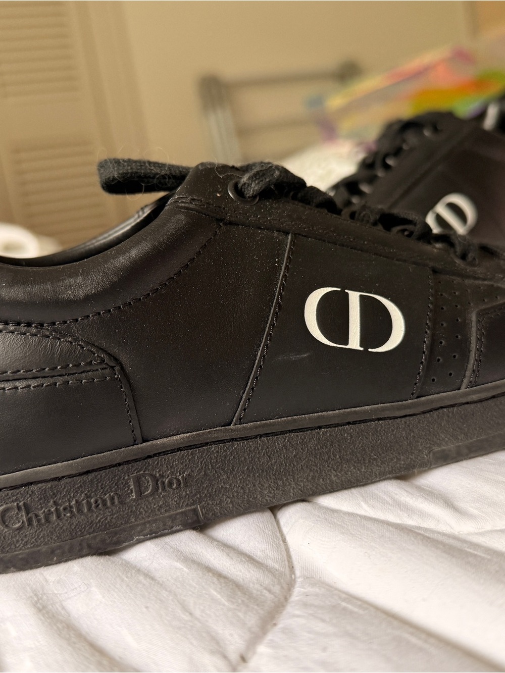 Dior Black Leather CD Logo Sneakers
